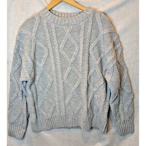 Fashion Cable Knit Sweater Grandpa Gilmore Normcore Fisherman Gray Women's Med